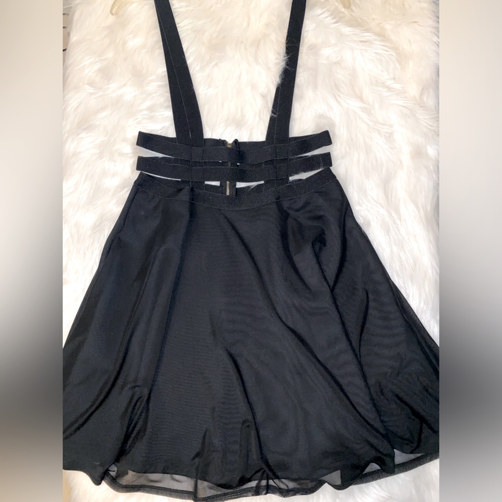 Hot Topic 🔥Black Cage & Mesh Suspender Skirt